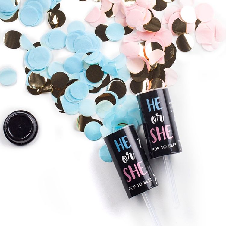 Gender Reveal Push Pop Blue Pink Confetti Confetti Cannon 